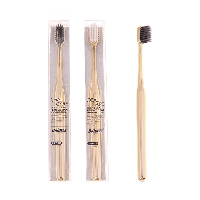 1PC Gold Bamboo Charcoal Toothbrush For Adult Soft Bristle Toothbrus。FM