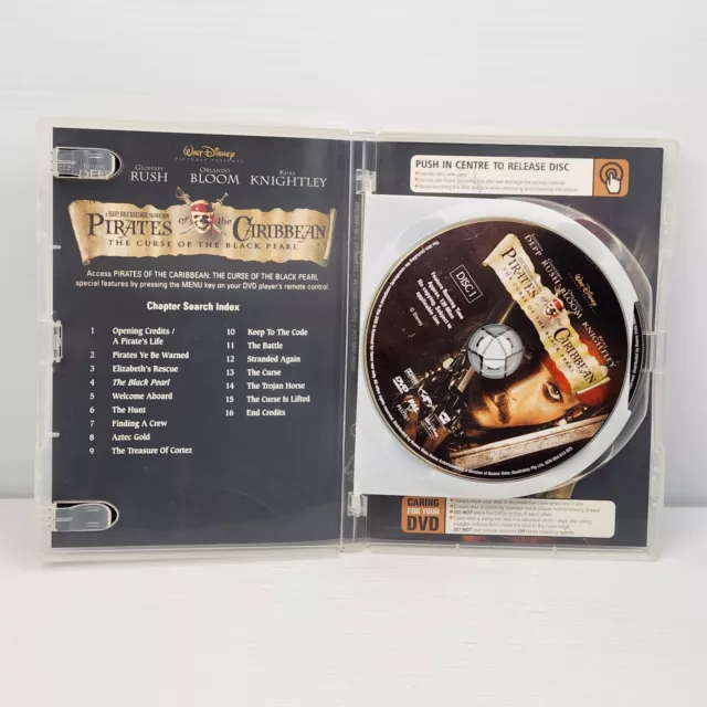 PIRATES OF THE Caribbean Curse of the Black Pearl DVD Movie 2003 Walt ...
