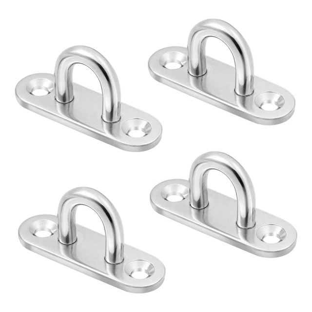 12 Pcs Stainless Steel Oblong Pad Eye Plate Staple Hook U-shaped