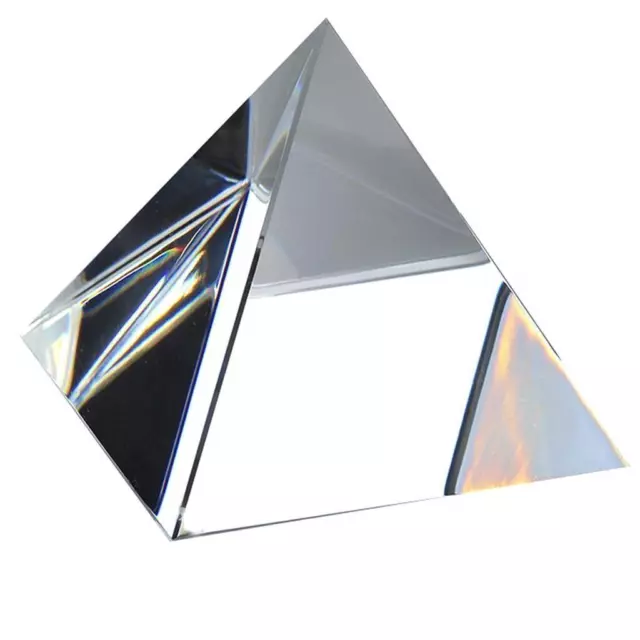 80mm Clear Crystal Glass Pyramid  Craft Statue Home Decor Paperweight 2