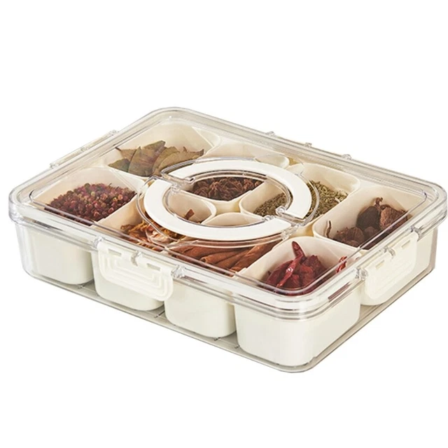 Storage Bins for Fruits Vegetable 6/8 Grid Divideds Serving Tray Clear Organizer 3