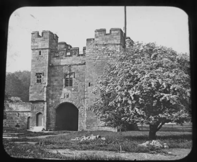 GWW Glas magische Laterne Rutsche ALNWICK ABBEY C1890 NORTHUMBERLAND