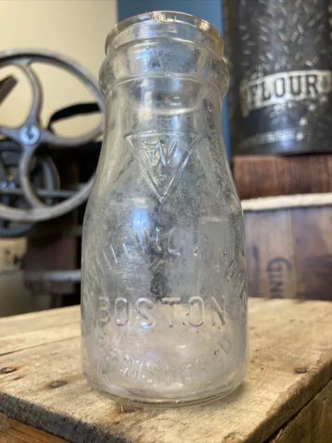 Half Pint Milk Bottle D. Whiting & Sons Dairy Boston Massachusetts 1920 Dairy