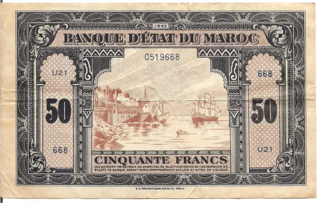 Morocco, 50 Francs, P#26, 1943