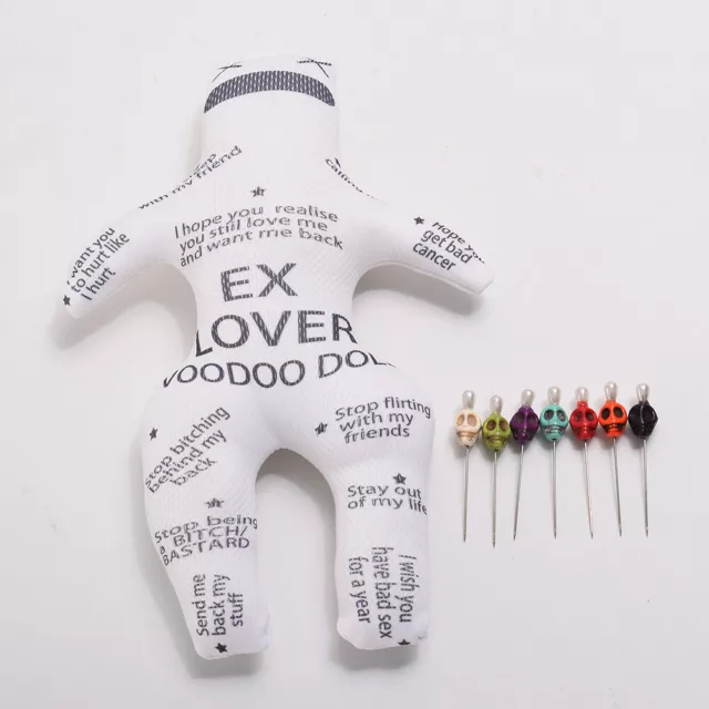 Authentic EX Lover Print New Orleans Revenge Voodoo Doll With 7pcs Skull Pins