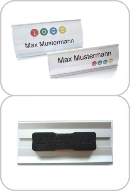 5 x Modisches Namensschild aus eloxiertem Aluminium mit Magnet