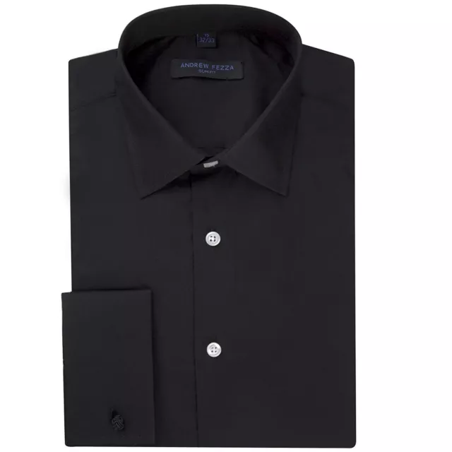 Andrew Fezza Men's Flex Collar Slim Fit French Cuff Solid Dress Shirt -CLEARANCE