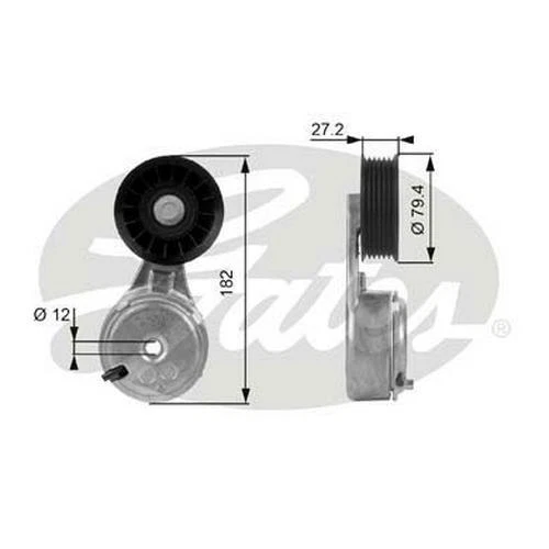 GATES Poulie-tendeur courroie trapézoïdale à nervures Galet tendeur T38104 27mm