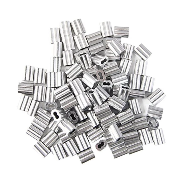 2X(120x Aluminum Crimping Loop Sleeve for 2mm Diameter Wire Rope and Cable J5J5