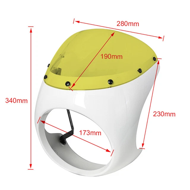 Universal Motorcycle 7" Cafe Racer Headlight Fairing & Windshield Screen Cover×1