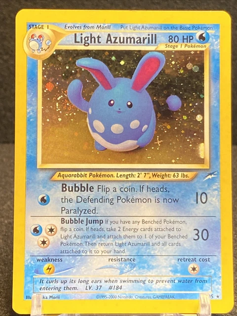 Light Azumarill 13/105 Neo Destiny WOTC Pokemon Swirl Holo Card - Condition: NM