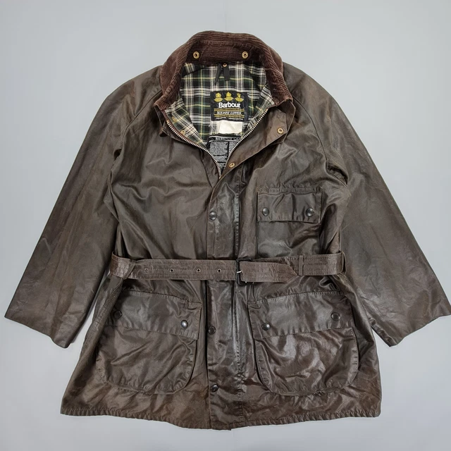 BARBOUR MENS WAX Jacket Brown C46 /174cm XL A98 Solway Zipper 80s