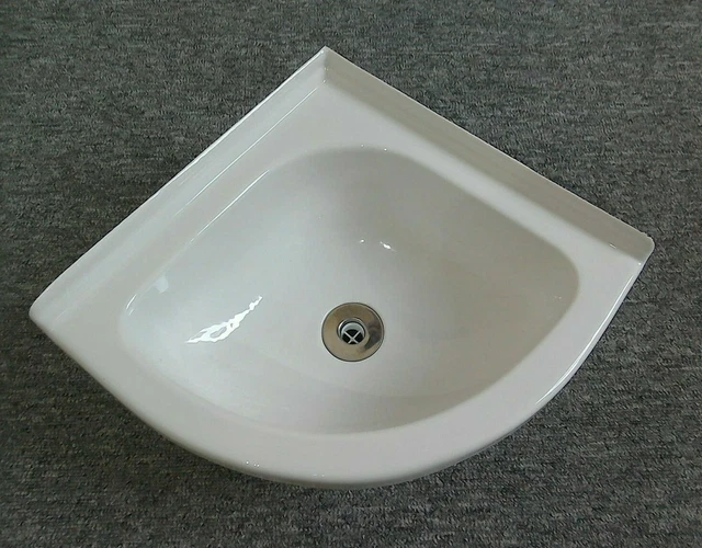 CARAVAN MOTORHOME BOAT Bathroom White Plastic Corner Sink & Straight