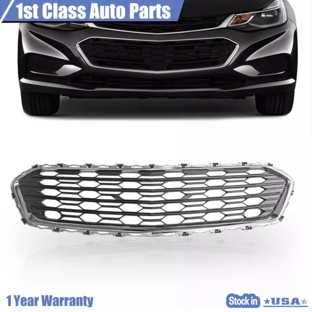 For 2016-2018 Chevrolet Cruze Black Front Bumper Lower Grille Chrome Grill