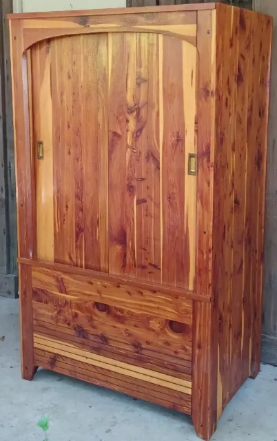 Antique Solid Red Cedar Wardrobe Closet, Vintage Armoire