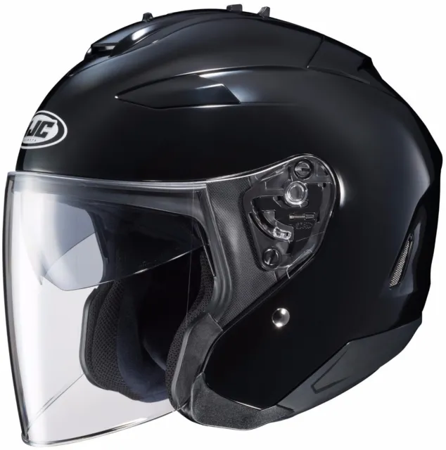 Hjc Is-33 Ii Plain Gloss Black Open Face Motorcycle Helmet With Visor