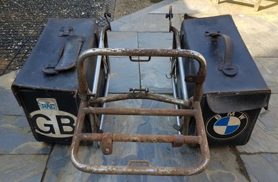 VINTAGE BMW R75 MOTORCYCLE Luggage Rack & Leather Panniers Set £44.99 ...