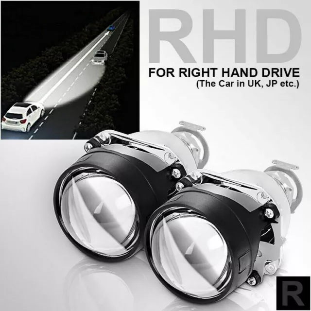 2x 2.5" RHD Car Bi-xenon HID Projector Halo Lens Headlight  H1 Xenon Bulb H4 H7