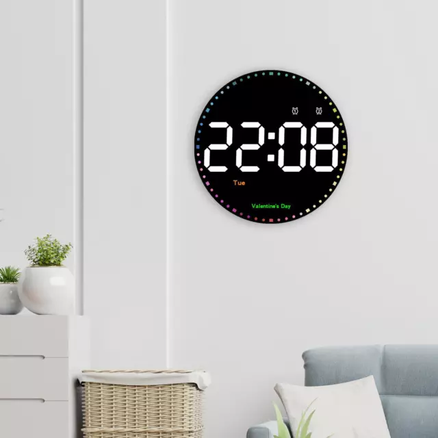 Grande horloge murale numérique LED Réveil de date de température intérieure