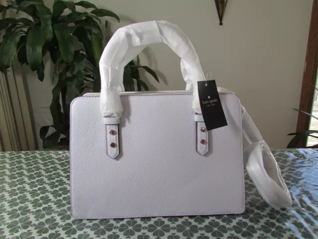 NWT Kae Spade Pebble Leather Lise Mulberry Street Satchel WKRU4002 Taro Milk 3