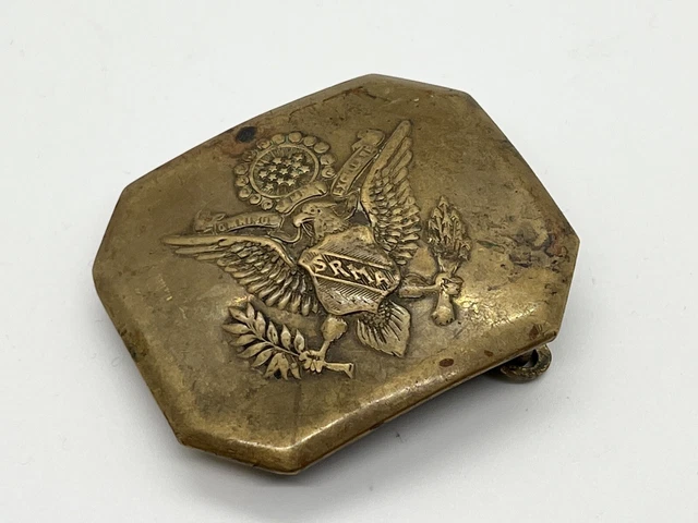 US Pre WWII SRMA San Rafael Military Academy Brass Belt Buckle