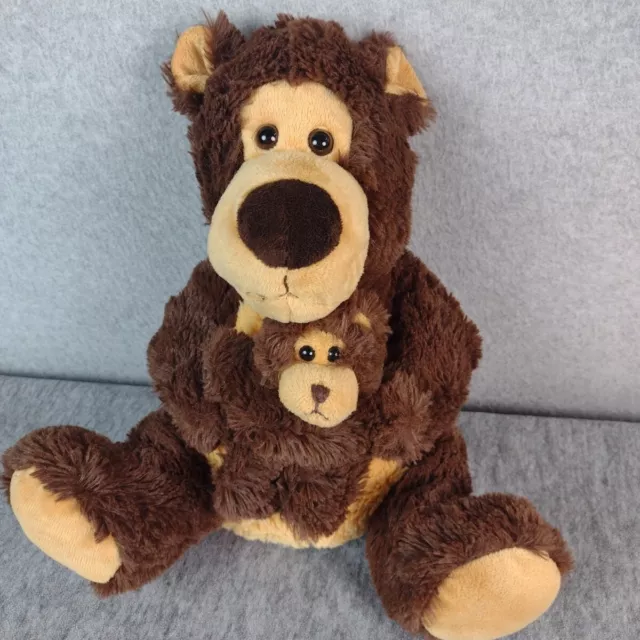 Fukei Industrial Plush Momma & Baby Bear Brown Soft Stuffed Animal 12" Tall