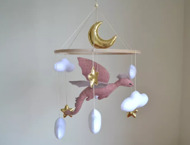 Baby mobile for girl Dragon, fairytale nursery girl, baby crib mobile, baby gift