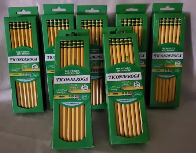 Lot 6 Dixon Ticonderoga 5 No. 2HB Pencils 1 1388-2 Yellow Barrel Soft