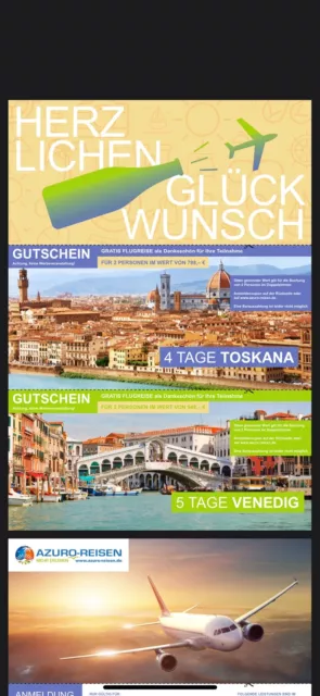 2 Reisen Zu Verkaufen 1 Reise nach Venedig und 1 Reise nach Toskana