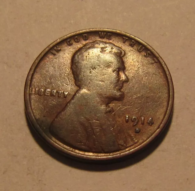 1914 D Lincoln Cent Penny - Very Good Condition - 17AM
