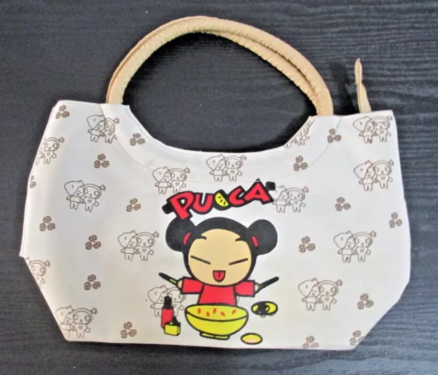 RARE Pucca Purse Tote Shoulder Bag Light Tan Cream Anime Manga Hard to find