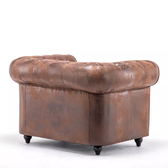 Distressed Tan Chesterfield Leather Vintage Armchair Club Chair Upholstered Sofa 3