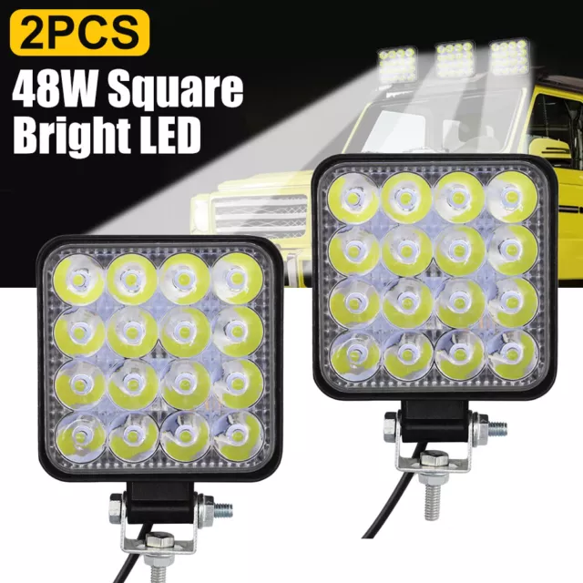 2X 48W LED Arbeitsscheinwerfer Offroad Scheinwerfer 12V 24V für Jeep SUV Bagger