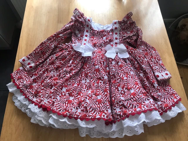 Girls Beautiful Handmade Christmas Dress - Aged 3 Years - Good Condition