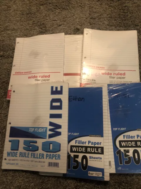 Office Depot, Top Flight Wide Ruled Reinforced Filler Paper Lot Of 6