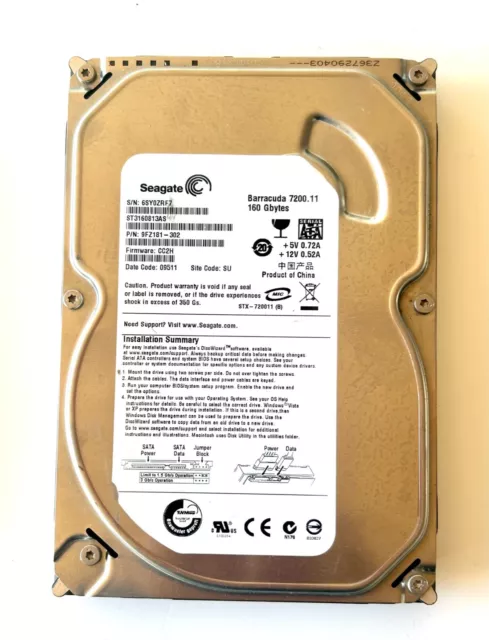 Disco Duro Seagate 160GB 7200.11  3.5"  SATA ST3160813AS