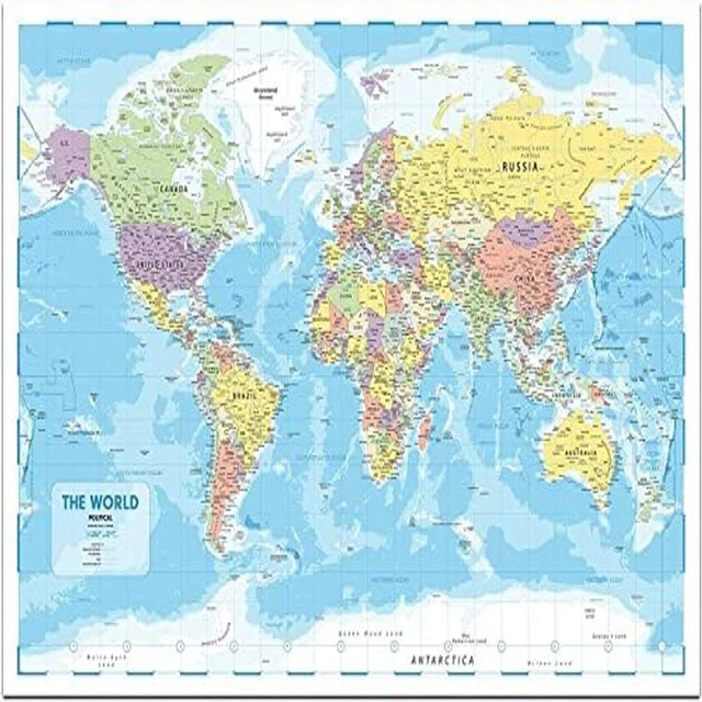 LARGE WALL MAP of the World Poster - Political Art showing... £8.98 ...