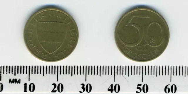 Austria 1980 - 50 Groschen Aluminum-Bronze Coin - Austrian Shield 6