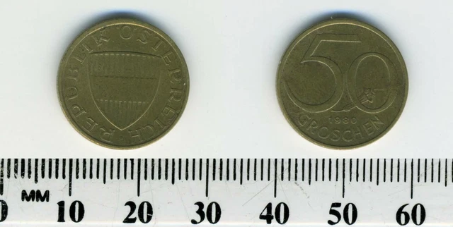 Austria 1980 - 50 Groschen Aluminum-Bronze Coin - Austrian Shield 6