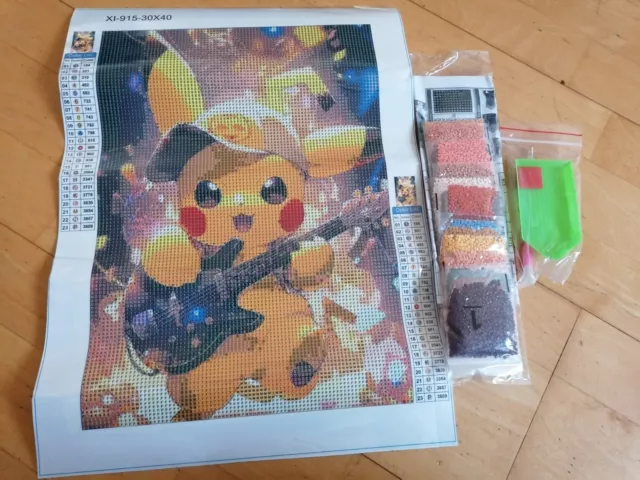 Pokémon Pikachu Rocker Gitarre 5D Diamant Diamond Painting DIY 30*40cm Bilder