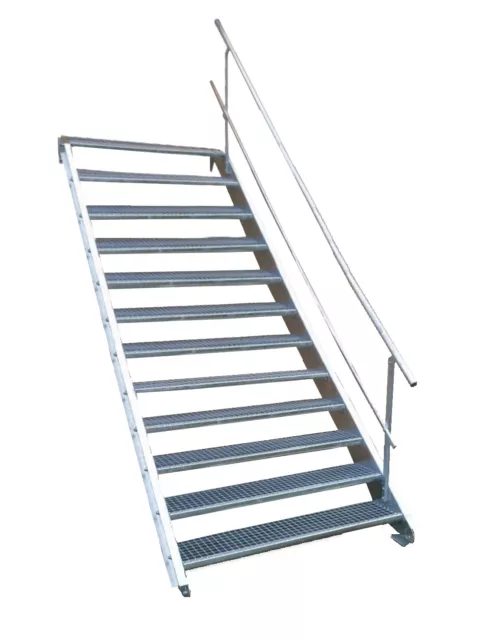 12 Stufen Stahltreppe Breite 60-160cm Geschosshöhe 180-240cm Geländer einseitig