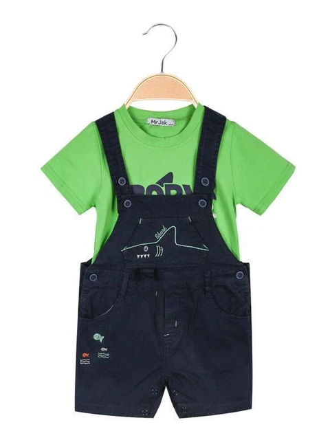 Salopette corta + t-shirt neonato bambino