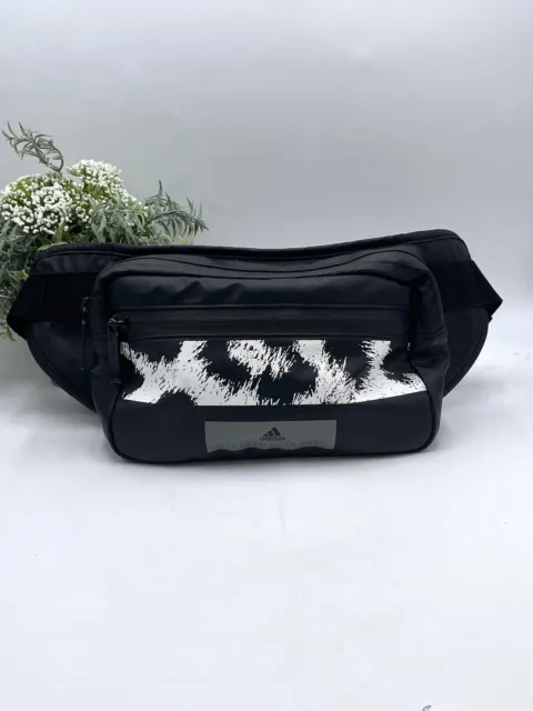 Adidas Stella McCartney Black and White Leopard Print Activewear Waist Bum Bag