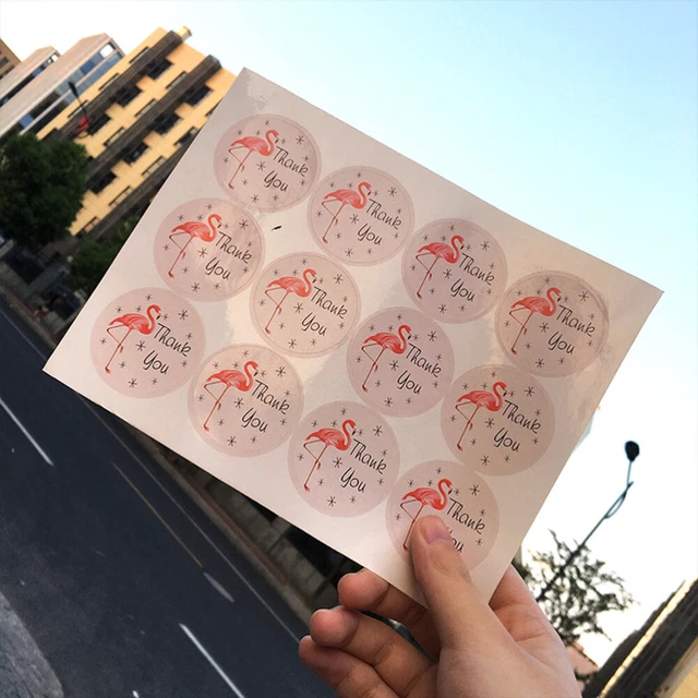 360 Pcs Cookie Bags Stickers Thank You Round Flamingo Adhesive Label for Bag