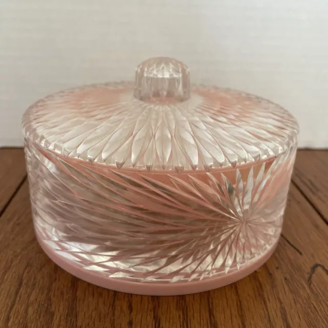 VINTAGE CELEBRITY DUSTING Powder Crystal Cut Plastic w/puff & Powder