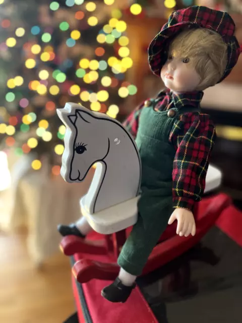 Christmas Decor The Heritage Mint Porcelain ADAM with ROCKING HORSE