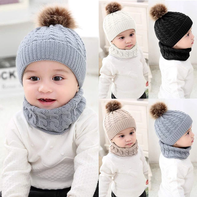 2PCS BÉBÉ ENFANT Bonnet Chapeau Capuchon écharpe Coupe-Vent Tricot Hiver  Chaud EUR 8,14 - PicClick FR