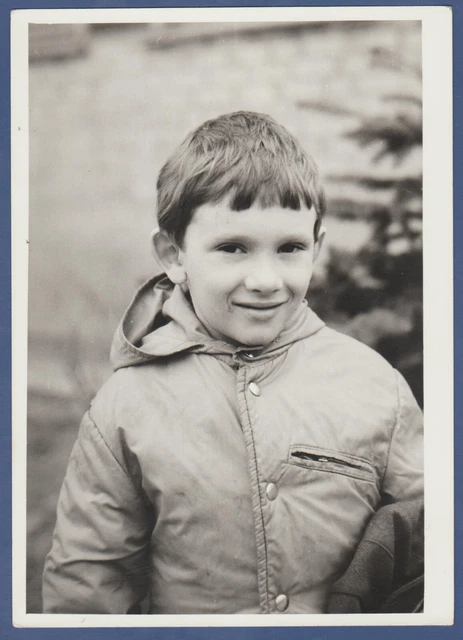 Pretty boy in a jacket, cute kid Soviet Vintage Photo USSR