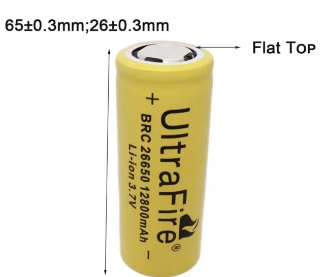 2024s New 26650 3.7V YELLOW Rechargeable Torch High Drain Battery AU PS