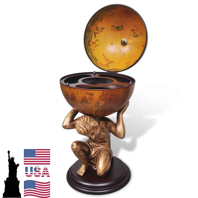 Globe Wine Cabinet Drink Cabinet Bar Atlas Design Deck Wine Bottle Stand Holder